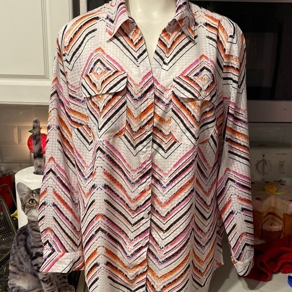 R womens Kim Rogers curvy long sleeve button up plus size top 1X - Picture 1 of 4